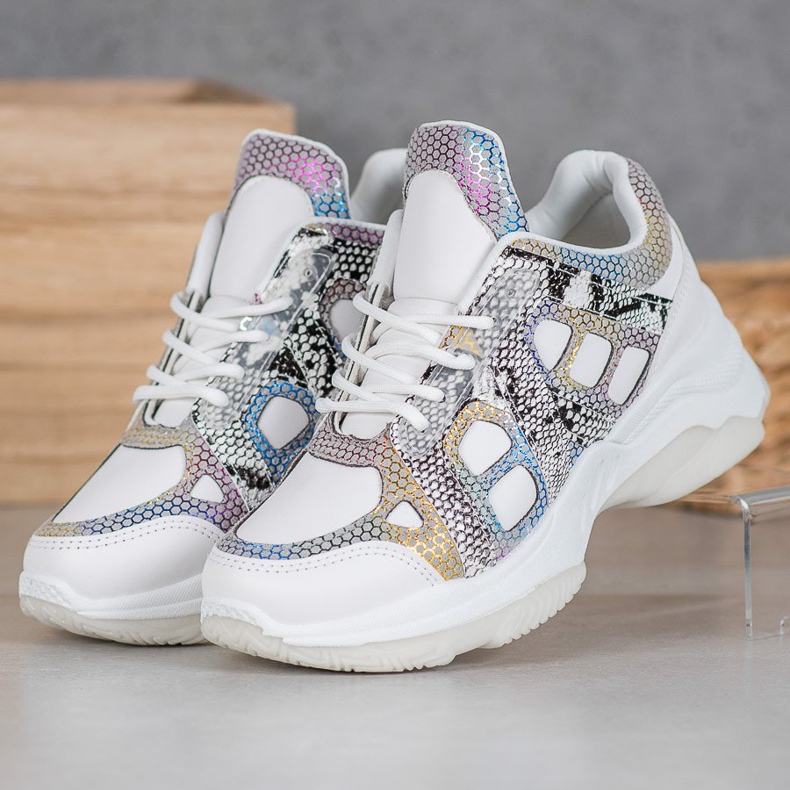 Bona Adidași cu inserții colorate alb multicolor 1