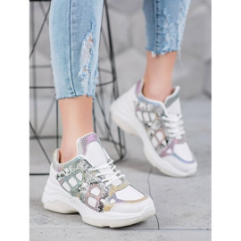 Bona Adidași cu inserții colorate alb multicolor 4