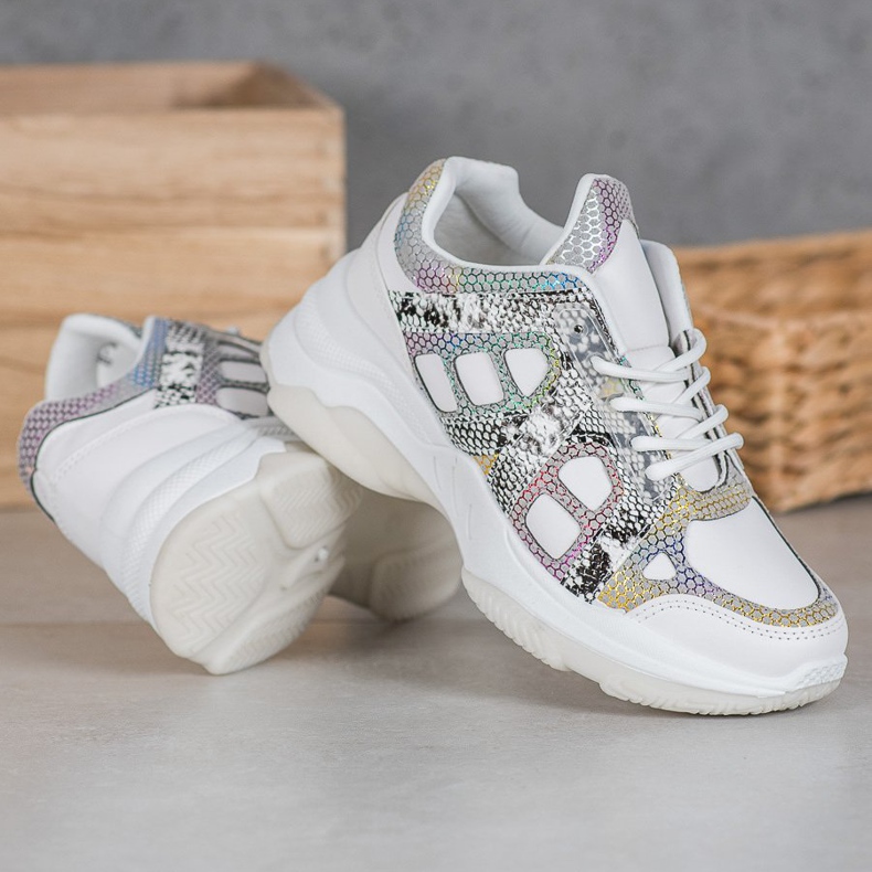 Bona Adidași cu inserții colorate alb multicolor 2