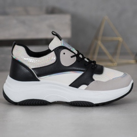 Ideal Shoes Adidași casual cu platformă negru multicolor galben 1