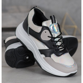 Ideal Shoes Adidași casual cu platformă negru multicolor galben 2