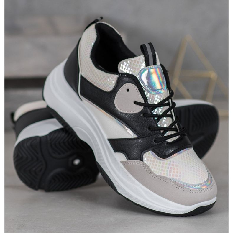 Ideal Shoes Adidași casual cu platformă negru multicolor galben 2