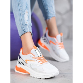Ideal Shoes Adidași cu inserții portocalii alb multicolor 5