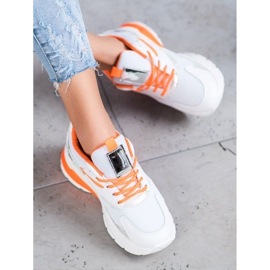 Ideal Shoes Adidași cu inserții portocalii alb multicolor 1