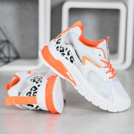 Ideal Shoes Adidași cu inserții portocalii alb multicolor 3