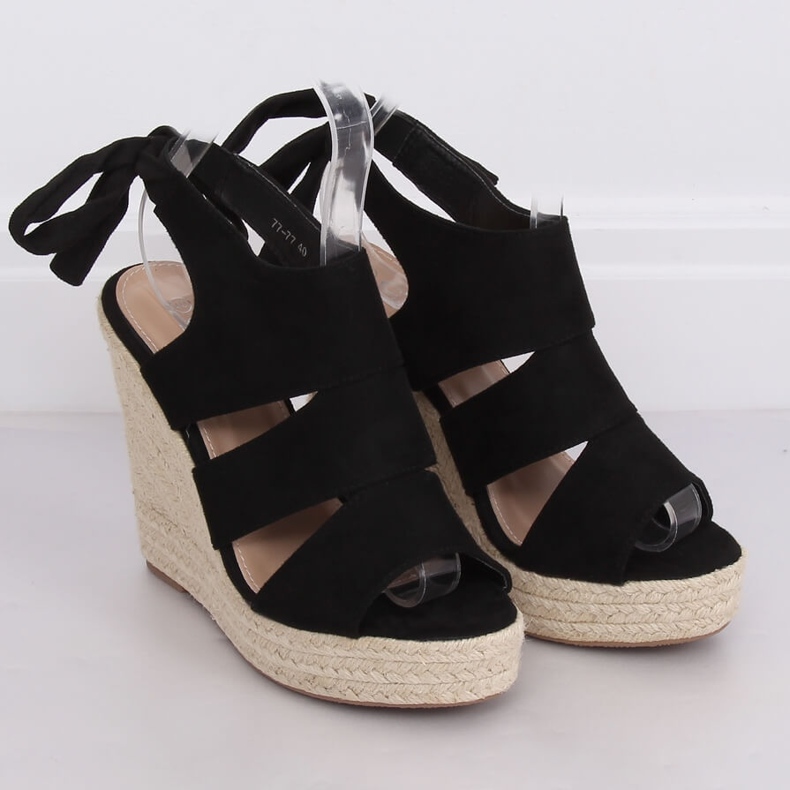 Espadrile negre pe pene 77-77 Negre negru 2 Espadrile negre pe pene 77-77 Negre negru 2