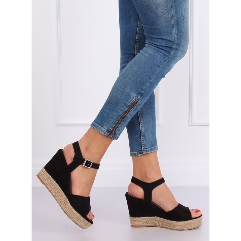 Sandale negre pe toc toc 9R195 Negru 1