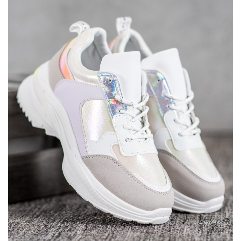 SHELOVET Adidași confortabili pe platformă alb multicolor 1