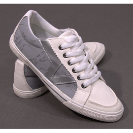 Adidași din material A961 Alb gri 3