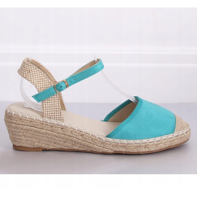 Espadrile pe pene menta LLI-3M85 Verde multicolor 2