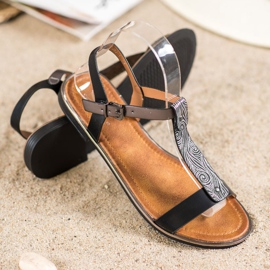 Small Swan Sandale clasice cu piele ecologică negru 2