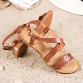 Small Swan Sandale maro cu piele ecologică 1