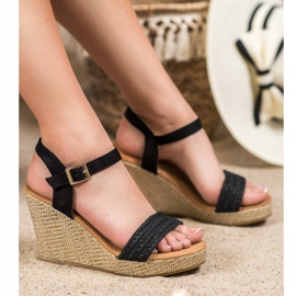 SHELOVET Sandale cu pene elegante negru 1