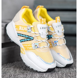 Bona Adidași Love Mesh alb galben 2
