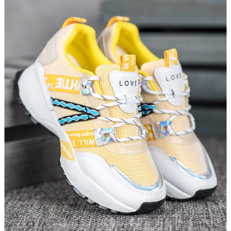 Bona Adidași Love Mesh alb galben 2