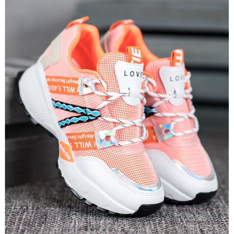 Bona Adidași Love Mesh alb portocale 2