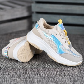 Bona Adidași bej cu plasă alb gri multicolor 2