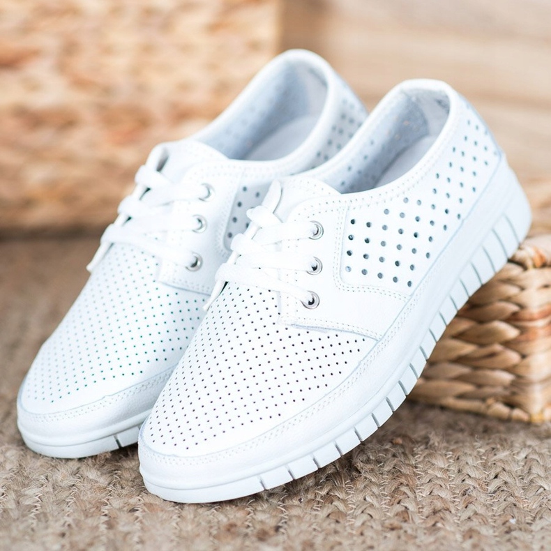 Kylie Pantofi din piele pe platformă alb 1