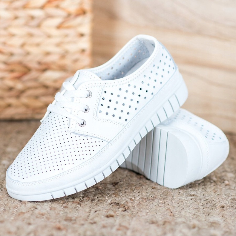 Kylie Pantofi din piele pe platformă alb 2