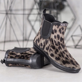 Kylie Wellies din piele de căprioară cu imprimeu leopard bej negru 1