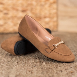 SHELOVET Balerini din piele de căprioară maro 1