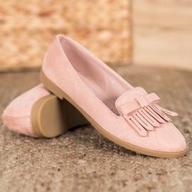 Coura Lordii clasici din piele de căprioară roz 1