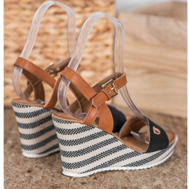 Goodin Sandale cu pană la modă maro negru multicolor 2