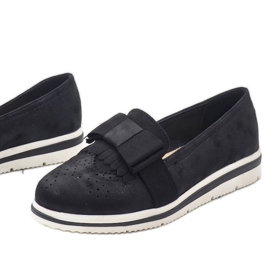 Pantofi negri mat pe pană YT-8 negru 1