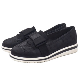 Pantofi negri mat pe pană YT-8 negru 2