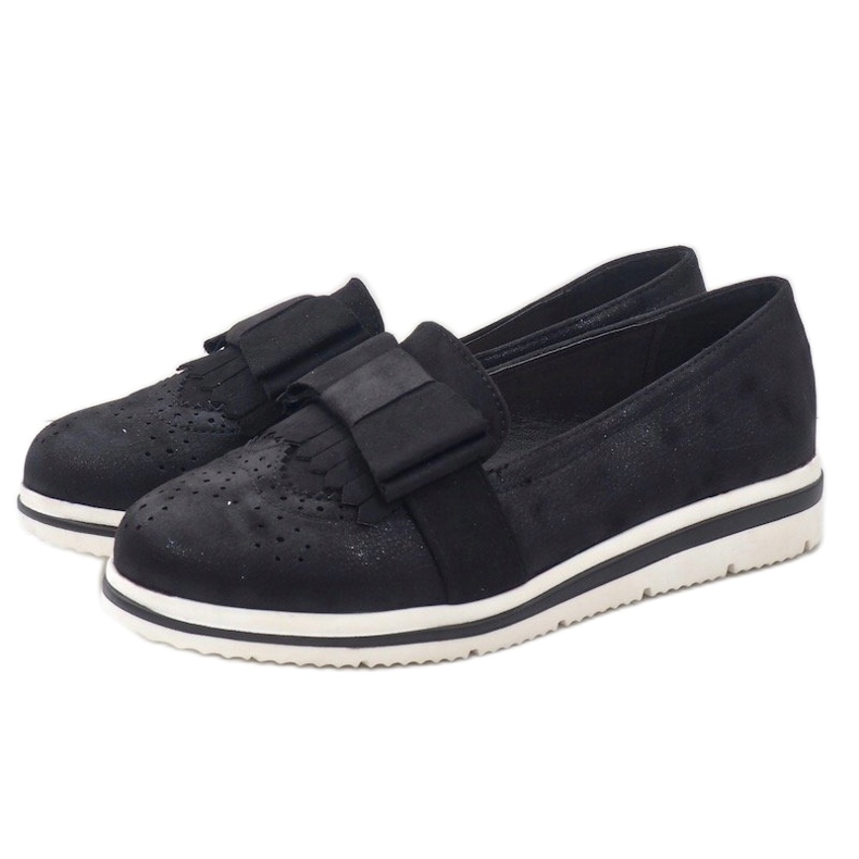 Pantofi negri mat pe pană YT-8 negru 2