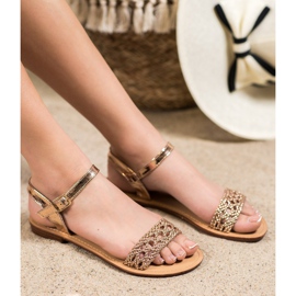 Small Swan Sandale împletite elegante galben 2