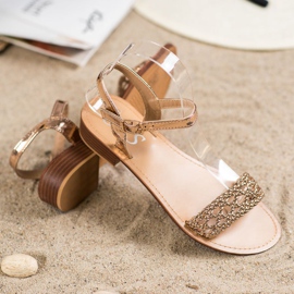 Small Swan Sandale împletite elegante galben 1