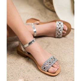 Small Swan Sandale împletite elegante gri 1