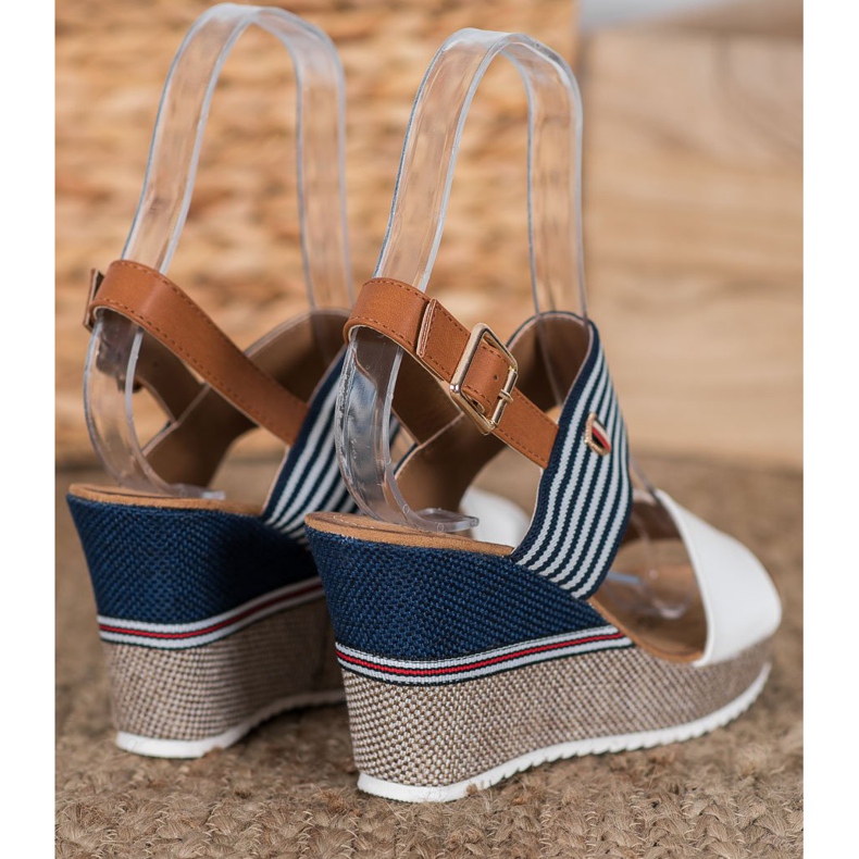 Goodin Sandale cu pană alb albastru 1