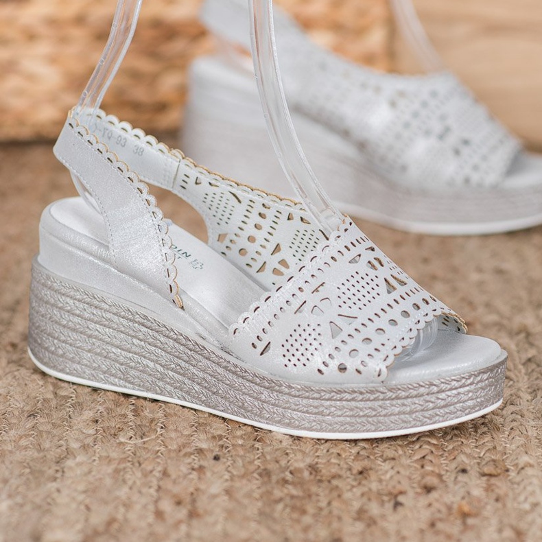 Goodin Sandale cu pene ajurate gri 2