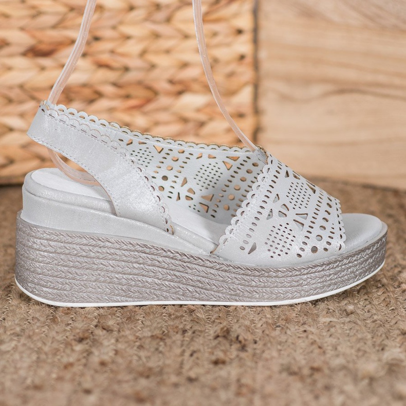 Goodin Sandale cu pene ajurate gri 1