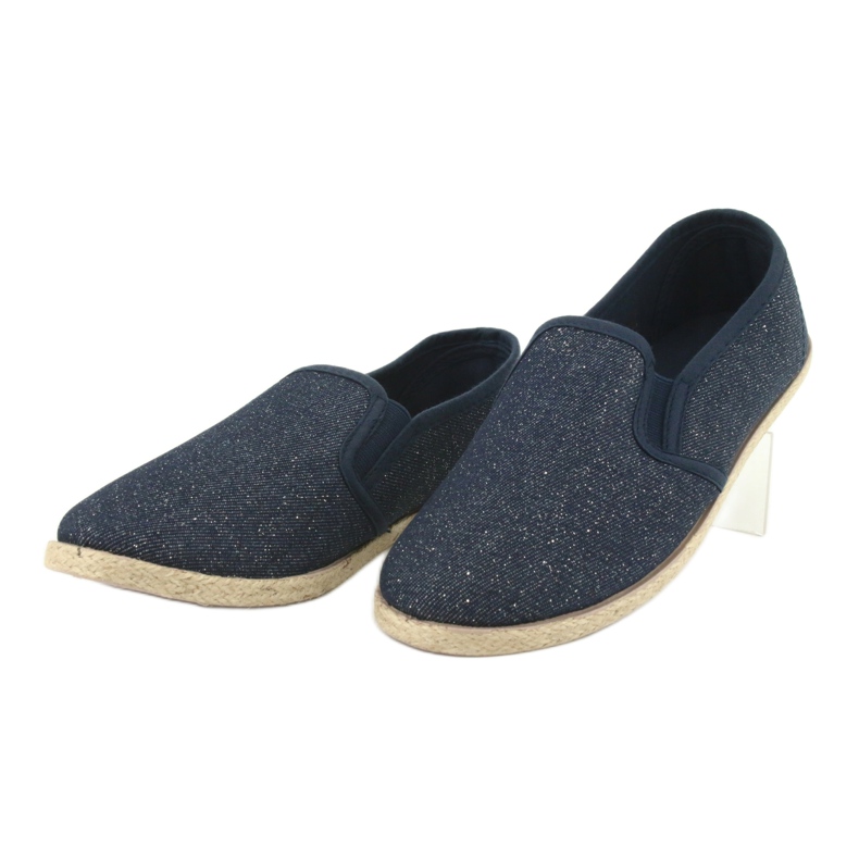 Wishot Espadrile de dama cu sclipici 32-187 bleumarin albastru 3 Wishot Espadrile de dama cu sclipici 32-187 bleumarin albastru 3