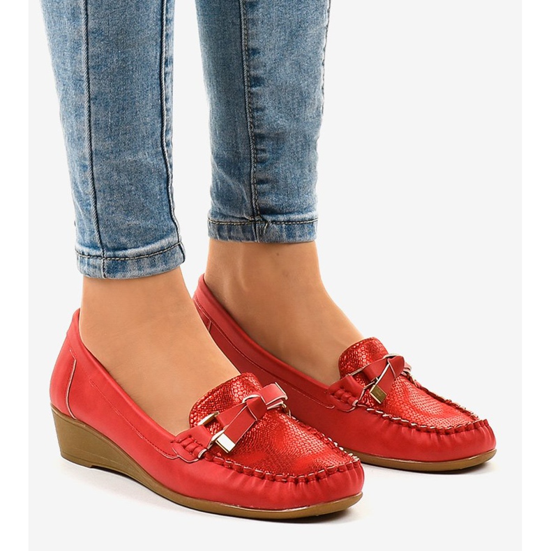 Pantofi cu pană roșie mată BO-303 roșu 1