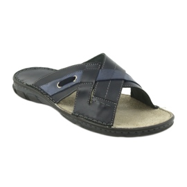 Papuci confortabili din piele Naszbut 055 albastru marin albastru 1