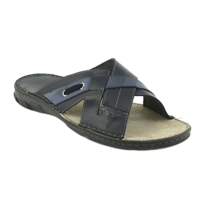 Papuci confortabili din piele Naszbut 055 albastru marin albastru 1