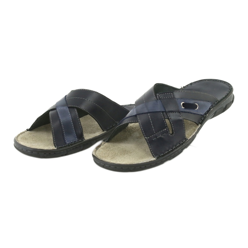 Papuci confortabili din piele Naszbut 055 albastru marin albastru 3