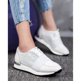 SHELOVET Pantofi sport cu cristale alb 1