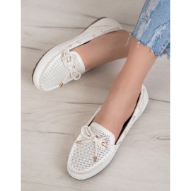 Diamantique Mocasini din piele ecologică alb 1
