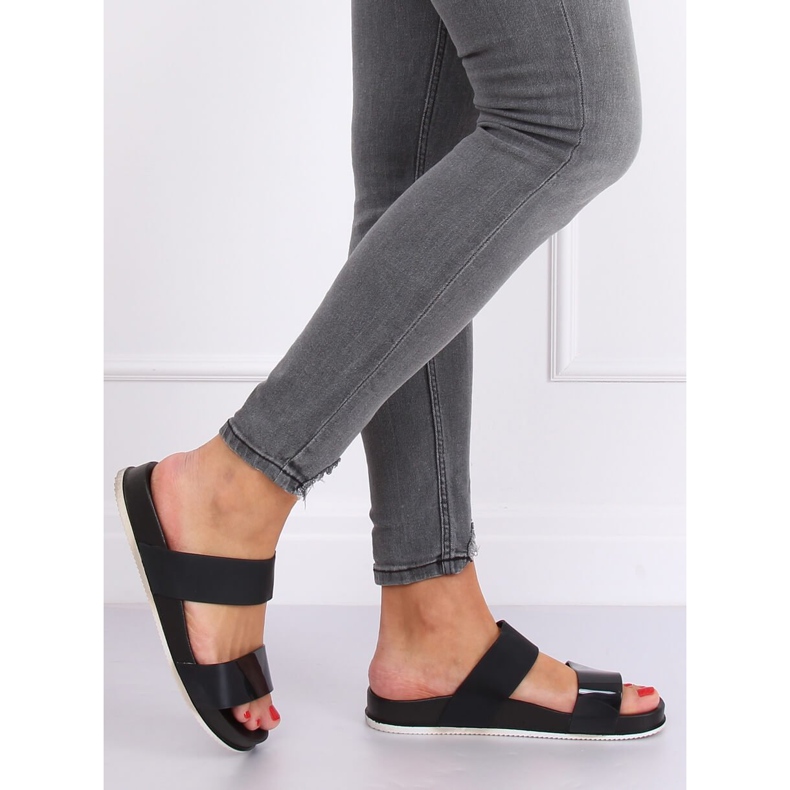 CK66P negru Papuci negri cu curele de cauciuc 2 CK66P negru Papuci negri cu curele de cauciuc 2