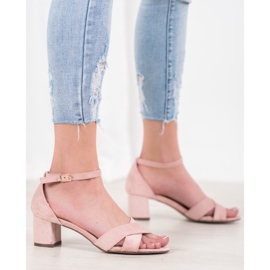 Seastar Sandale elegante din piele de căprioară roz 2