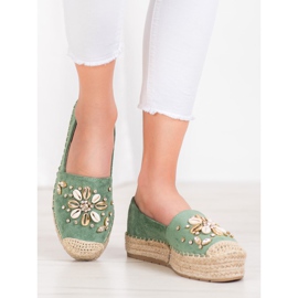 Seastar Espadrile Cu Ornamente verde 2