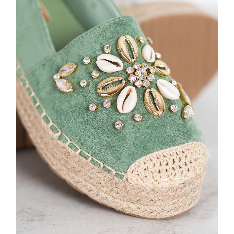 Seastar Espadrile Cu Ornamente verde 1