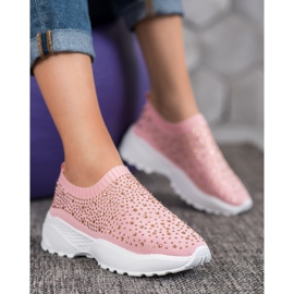 Diamantique Pantofi sport cu cristale roz 2