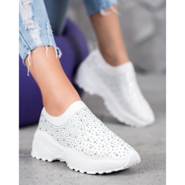 Diamantique Pantofi sport cu cristale alb 2