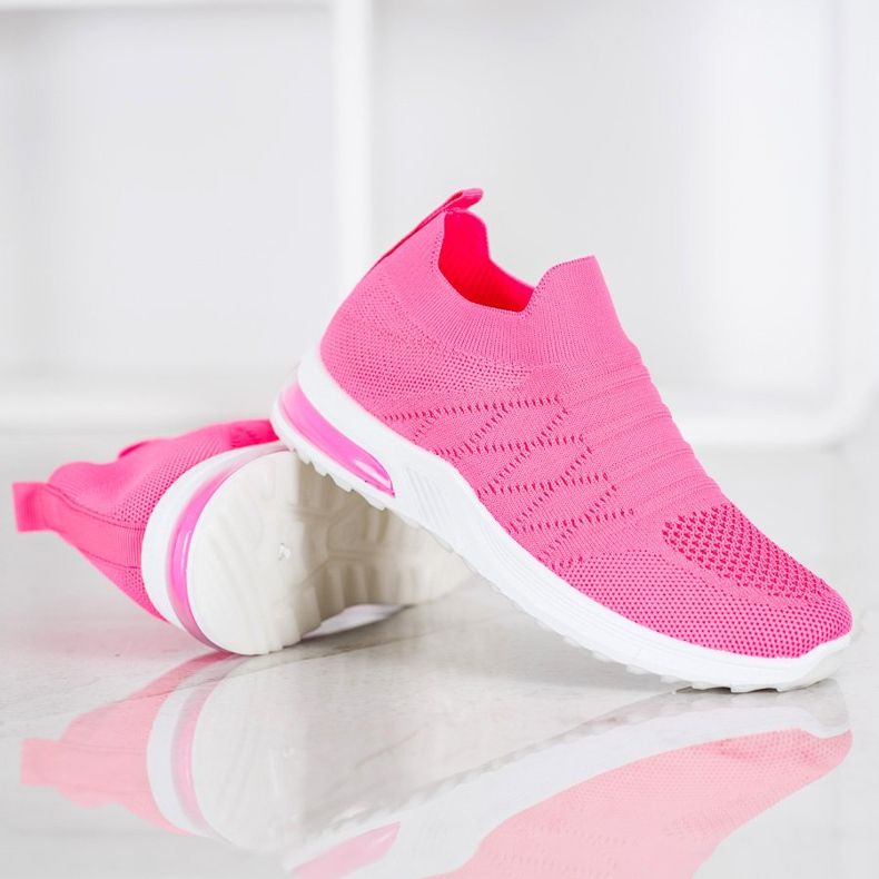 Diamantique Pantofi alunecați cu neon roz 1